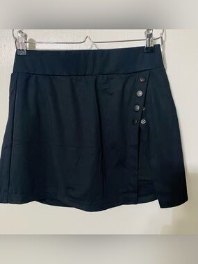 HALARA Black Mini Skirt & Shorts with Button Accent